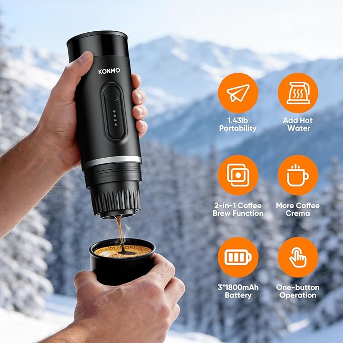 Portable Espresso Machine for Travel, Mini Coffee Maker Works with Capsules & Ground Coffee, USB-C Rechargeable for Outdoor Camping Car RV Business Trips - Image 3