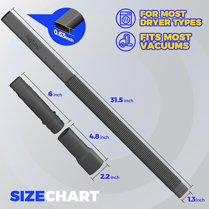 Holikme Dryer Vent Cleaner Kit – Black Lint Vacuum Attachment | Dryer Vent Vacuum Hose Replacement Parts Reach Deep Inside Vents - Remove Hidden Lint, Speed Drying & Reduce Fire Risk - Image 5