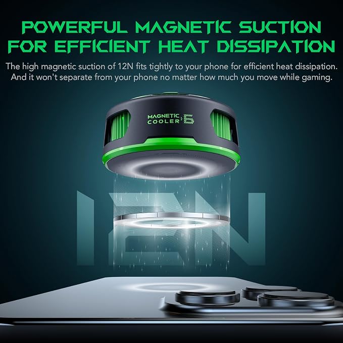 Black Shark FunCooler 6 Magnetic Cell Phone Cooler for Gaming, Portable Mobile Phone Cooling Fan with RGB Light, App-Controlled Cellphone Radiator for iPhone Magnetic Series/iPad (Black) - Image 7