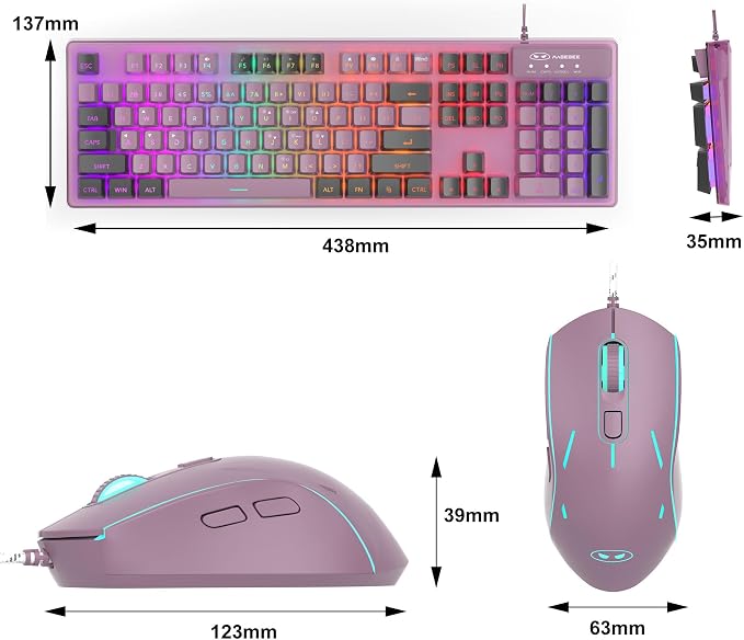 Gaming Keyboard and Mouse Combo, K1 RGB LED Backlit Keyboard with 104 Key Computer PC Gaming Keyboard for PC/Laptop (Blackcurrant) - Image 7