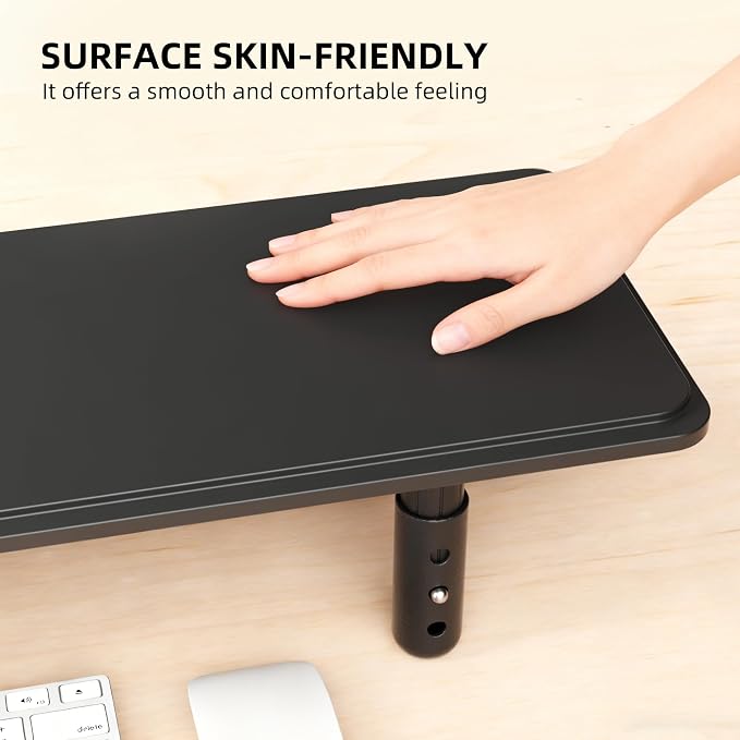 AFOOYO Dual Monitor Stand for Desk, Adjustable Height Wood Computer Riser, Ergonomic Monitor Shelf for Laptop, Printer, TV, Black - Large Storage Space, Sturdy Desk Organizer for Home & Office,Black - Image 8