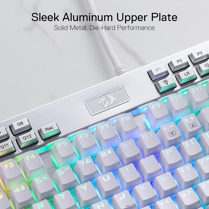 Redragon K550 RGB Gaming Keyboard, 104 Keys + 12 Macro G Keys Wired Mechanical Keyboard w/Aluminum Top Plate, Custom Clicky Purple Switch, Extra USB Port & Wrist Rest - Image 5