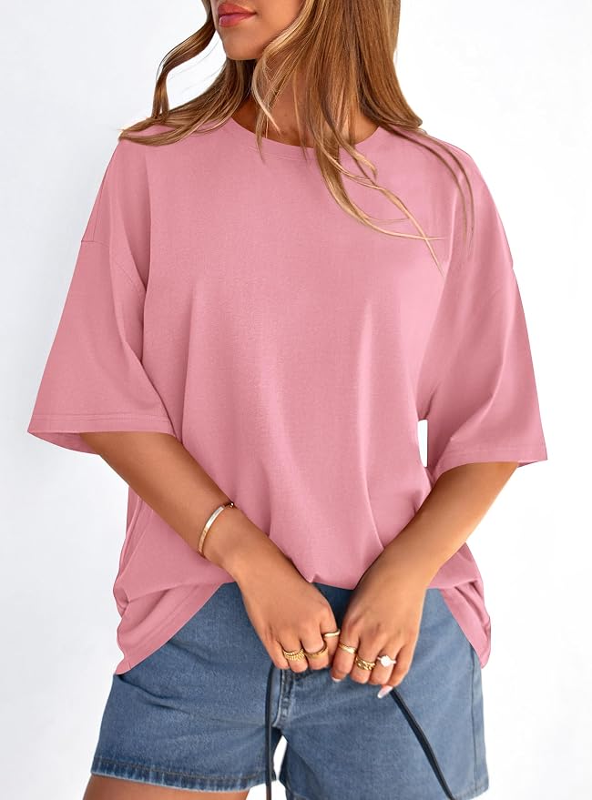 PRETTYGARDEN Womens 2026 Spring Going Out Tops Casual Short Sleeve Crewneck Loose Fit Basic Oversized T Shirts Summer Outfits - Image 5