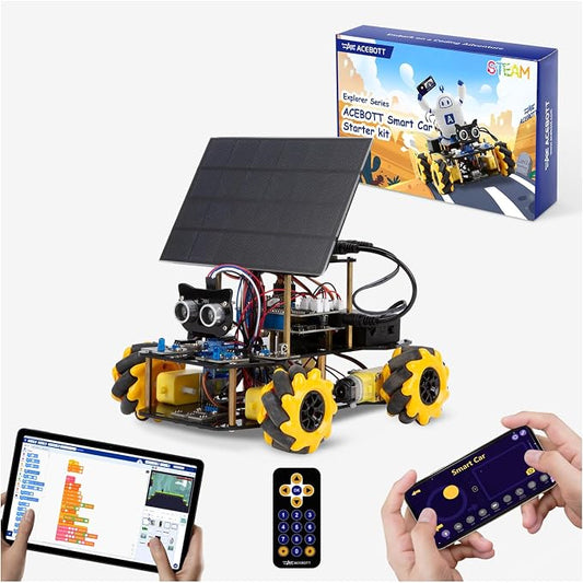 Robotics Kit for Kids Ages 8–12,ACEBOTT STEM Robot Car with Solar Powered,Compatible with Arduino & Scratch,STEM Toys for Boys Ages 8–12,App & Remote Control,Programmable ESP32, for Boys and Girls by ACEBOTT