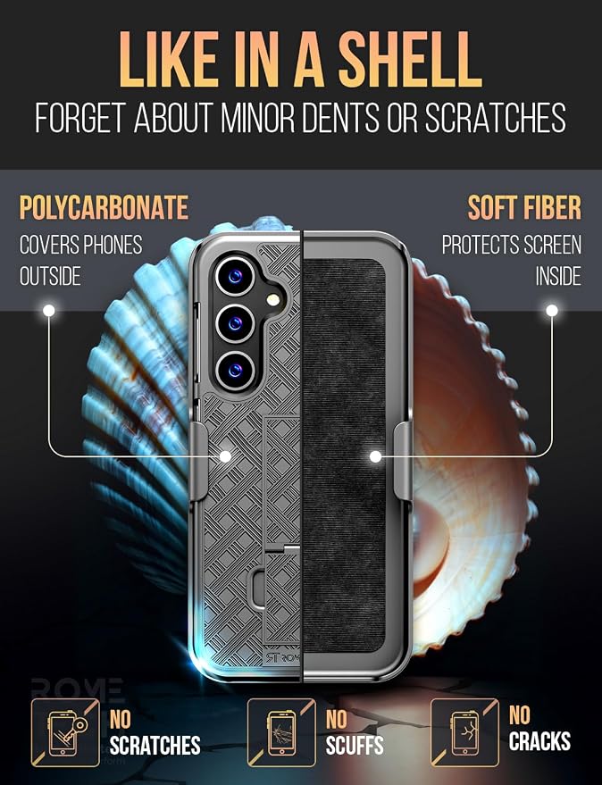 Designed for Samsung Galaxy S24 Case with Belt Clip Holster | Rugged Holster & Protective Phone Case Combo with Anti-Slip Texture - Black - Image 3