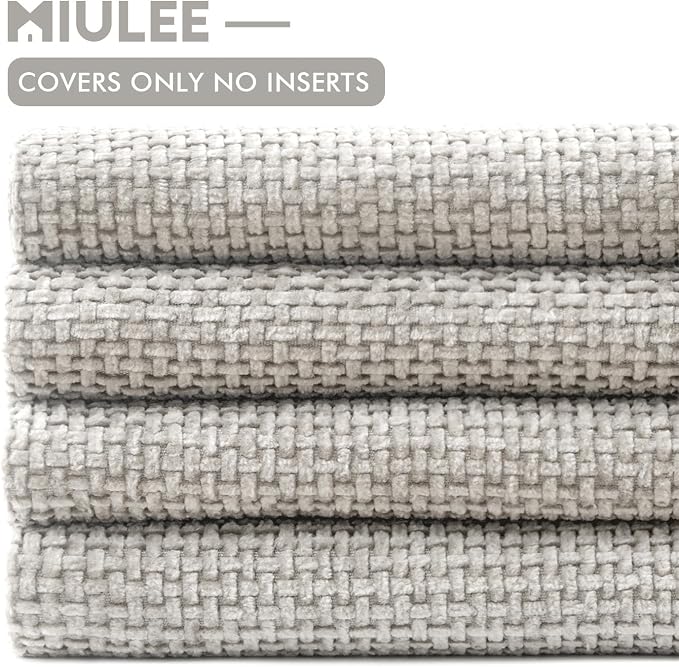 MIULEE Pack of 4 Couch Throw Pillow Covers 20x20 Inch Light Gray Soft Decorative Chenille Pillow Covers Farmhouse Accent Cushion Covers for Boho Spring Home Decor Sofa Bedroom Living Room - Image 6