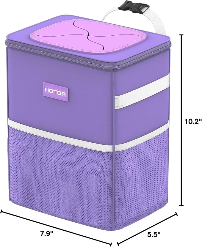 HOTOR Car Trash Can with Lid and Storage Pockets, 100% Leak-Proof Car Organizer, Waterproof Car Garbage Can, Multipurpose Trash Bin for Car, 2 Gallons, Purple, HT138 - Image 2