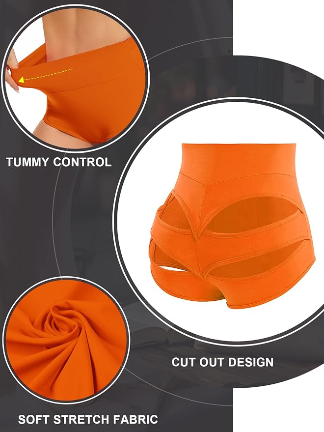 Cut Out Yoga Shorts Booty Butt Lifting Scrunch Shorts High Waisted Workout Gym Active Hot Pants - Image 2