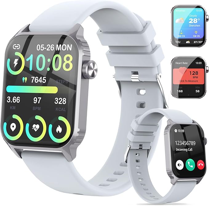 TRAUSI Smart Watch for Men, 120 Sports Modes Smartwatch with 1.83" HD, Heart Rate/Sleep Monitor, Bluetooth Call/Music Control, IP67 Waterproof/Alexa Built-in Fitness Watch for iPhone/Android (Gray) by TRAUSI