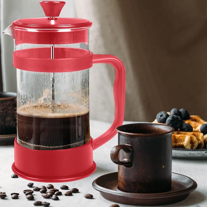 Utopia Kitchen Borosilicate Glass French Press Coffee Maker 12 Oz, Red | Heat-Resistant Cafetiere & Tea Maker, Thickened Glass Coffee Press for Travel and Camping - Image 7