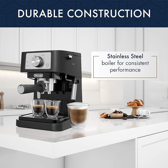 De'Longhi Stilosa Compact Manual Espresso Machine, Manual Milk Frother | #1 Worldwide Espresso Machine Maker, 15 Bar Pump Pressure, Stainless Steel Boiler, Frother, Compact Design - Image 4