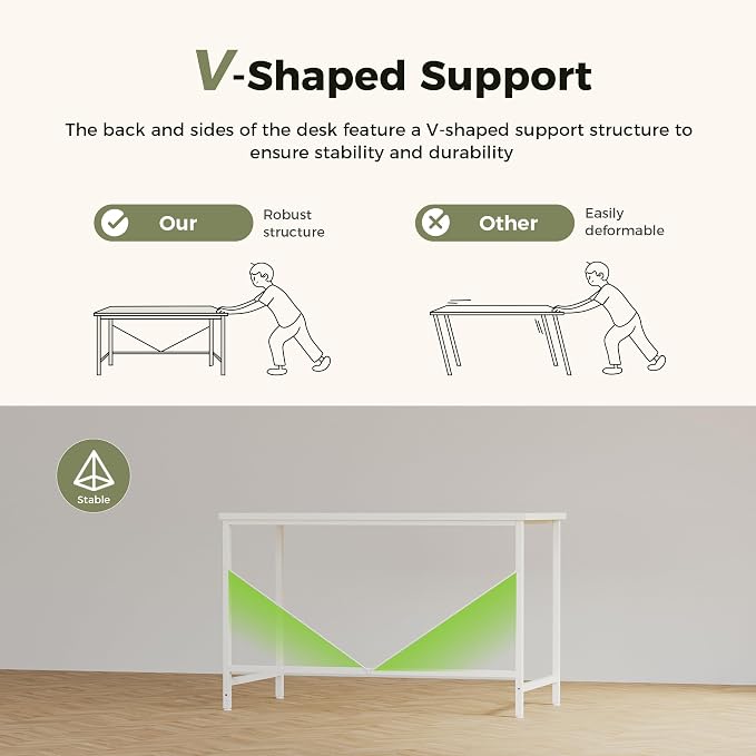Mericonia 32x16 Inch Computer Desk, 0.6" Thick Small Office Table | Modern Simple Style, Small Study & Writing Table for Home Bedroom Work, White - Image 3