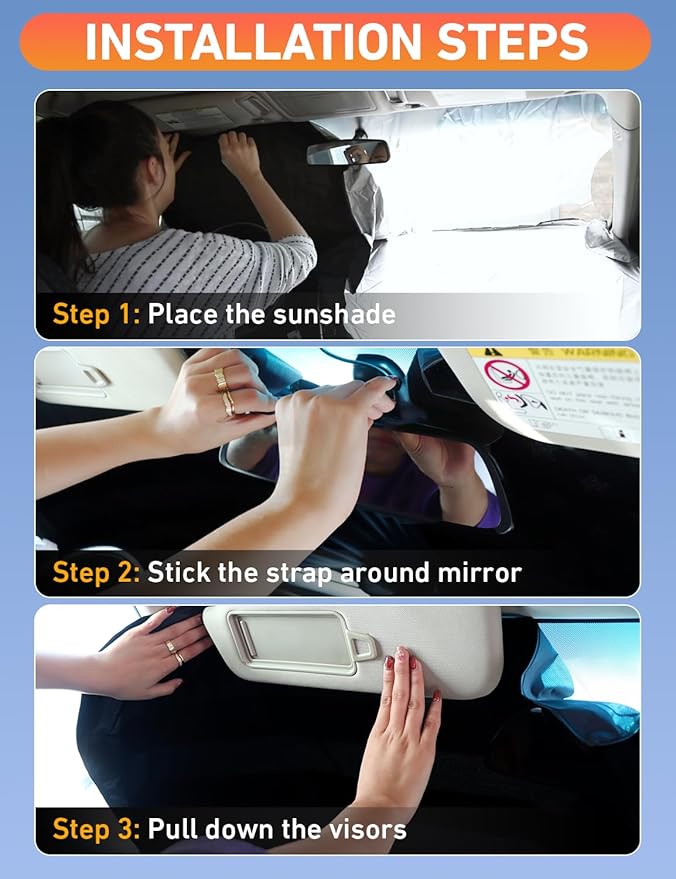 EcoNour Windshield Sunshade Compatible for Toyota Land Cruiser 2024-2025 2026, Sun Visor for Front Windshield & Window Sun Shade Cover, UV Heat Blocker & Protector, Car Accessories - Image 5
