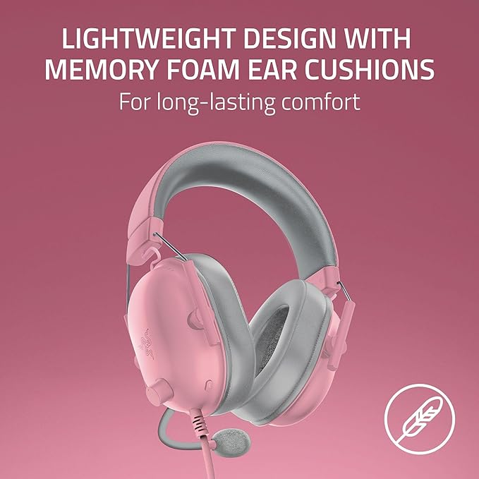 Razer BlackShark V2 X Wired PlayStation Gaming Headset, Pink | 50mm Drivers, Cardioid Mic, Lightweight, Comfortable Noise Isolating Earcups, For PS5, Xbox Series X, PC, Switch, 3.5 mm Jack - Image 5