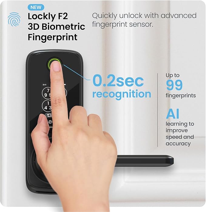 Lockly Secure Pro Smart Lock with Handle - Biometric Fingerprint & Patented Anti-Peep PIN Genie Keypad, Built-in Wi-Fi Keyless Entry Door Lock, App Remote Control, Works with Alexa & Google Assistant - Image 5