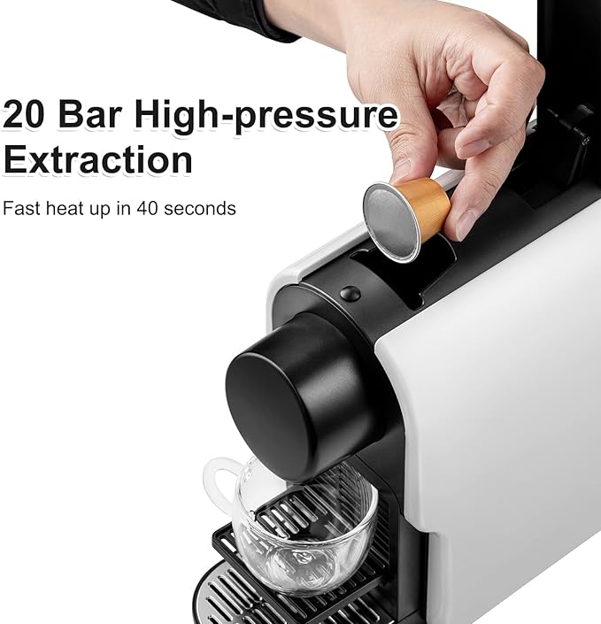 beanglass Mini Espresso Machine Compatible for NS Original Line Pods, Compact Capsule Coffee Maker with 20 Bar High Pressure Pump, 22 oz Removable Water Tank - Image 3