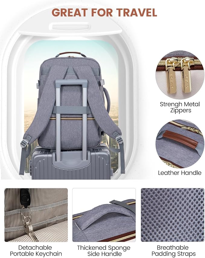LOVEVOOK 50L Travel Backpack for Women & Men, Airline Approved Carry On Luggage with 3 Packing Cubes, TSA Overnight Bags, Waterproof Personal Item Bag, Weekender Essentials Backpacks fits 17" Laptop - Image 7