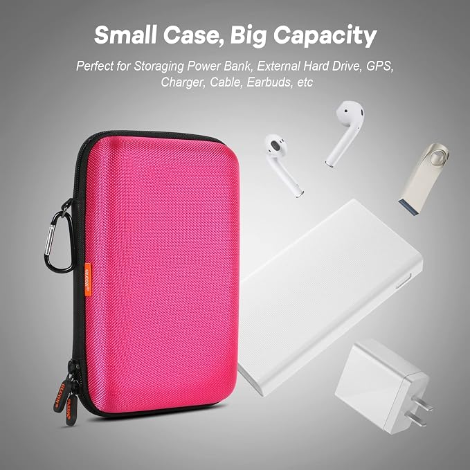 Electronics Tech Organizer Portable Travel Case - Hard Shell Protective Carrying Case for External Hard Drive, Phone Charger, Power Bank, Small Gadgets Storage Pouch Bag - Image 6