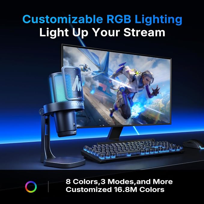 MAONO DGM20W Wireless Gaming Microphone for PC & Smartphones | USB-C Receiver, Clear Voice, Noise Reduction, Software Control, Custom RGB, Mute, Boom Mic Set for Discord Streaming & Gaming - Image 8