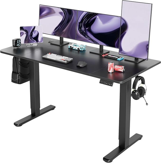 YDN 63 x 24 Inch Black Electric Standing Desk | Adjustable Height, Sit Stand, Cable Management, Ergonomic, Home Office by YDN