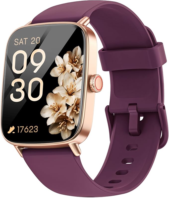 Smart Watch for Women, 1.85" HD Smartwatch Compatible iPhone/Samsung/Android (Answer/Make Calls), 100+ Sport Modes Fitness Tracker with Heart Rate/Sleep/SpO2 Monitor, IP68 (Deep Purple) by AEAC
