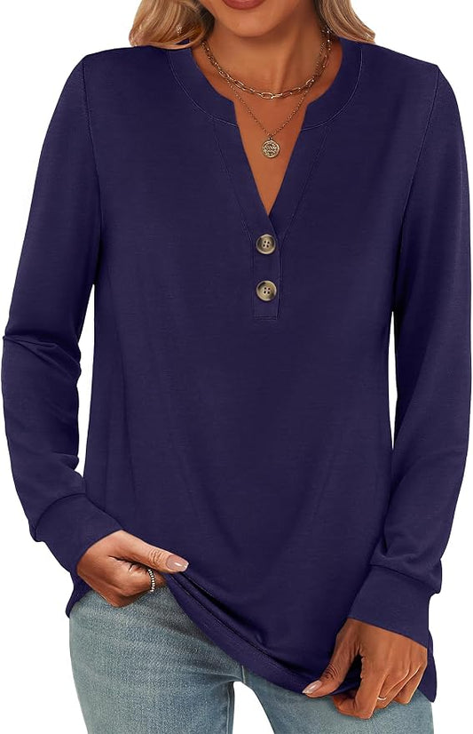 ANRABESS Women's Long Sleeve Shirts 2026 Spring Fashion Dressy Casual Tops Trendy Henley Blouses Cute Work Outfits Clothes by ANRABESS