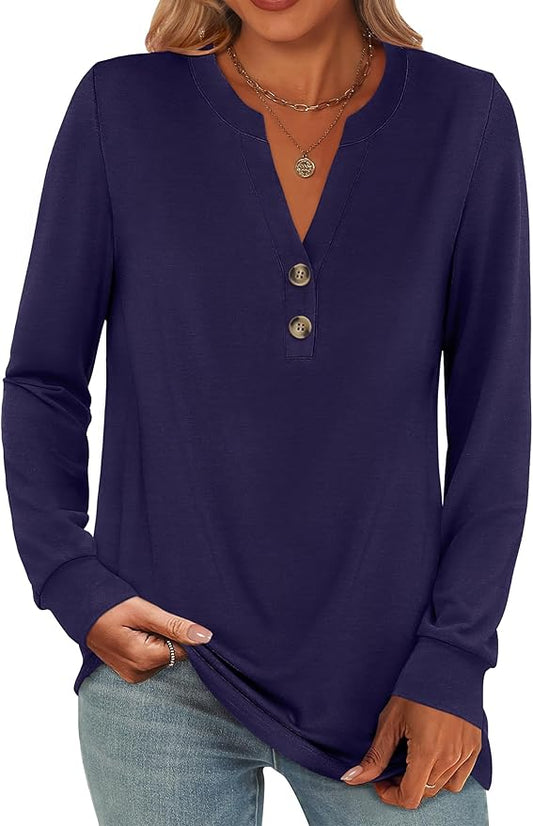 ANRABESS Women's Long Sleeve Shirts 2026 Spring Fashion Dressy Casual Tops Trendy Henley Blouses Cute Work Outfits Clothes by ANRABESS