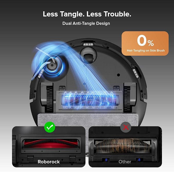 roborock Q10 S5+ Robot Vacuum and Mop, 10,000Pa Suction | Upgraded from Q8 max+, 70-Day Self-Emptying, Obstacle Avoidance, Sonic Mopping, Dual Anti-Tangle Design, Auto Mop Lift, Black - Image 6