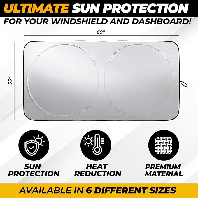 Autovir Truck Windshield Sun Shade Foldable – 280T Sun Visor Front Shield - Image 5