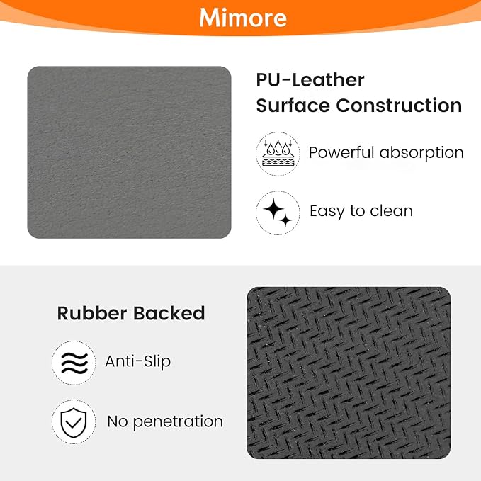 Mimore Coffee Mat - 12x19 Inch Countertop Mat - Absorbent, Hides Stains, Rubber Backed - Dish Drying Mat Fits Under Coffee Maker, Espresso Machine - Image 3