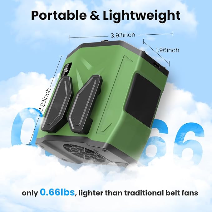Portable Personal Waist Fan Rechargeable, 10000mAh 5 Speeds 13500RPM Strong Airflow, LED Light & 30H Runtime, Hands-Free Shirt/Belt/Neck Clip on Fan for Camping, Work, Outdoor, Travel - Image 7