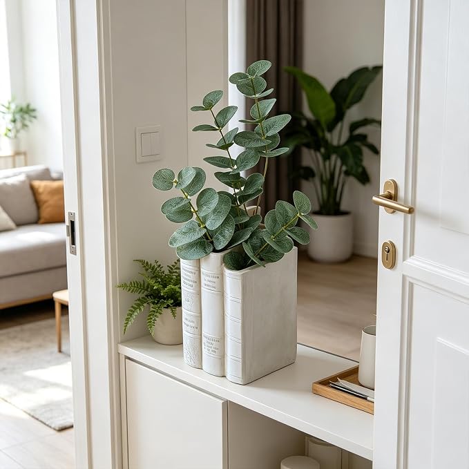 Book Shaped Vase for Flowers - Resin Decorative Vase Cream Fake Books for Bookshelf Bedroom Office Home Décor Gifts for Book Lovers Modern Aesthetic 5.5 * 4.5 * 7.5 Inch Guichifun - Image 7