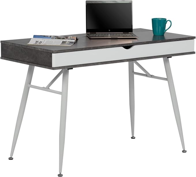 Calico Designs 51252 Alcove Modern Large Split Drawer in White/Cement Gray Desk with Storage - Image 11