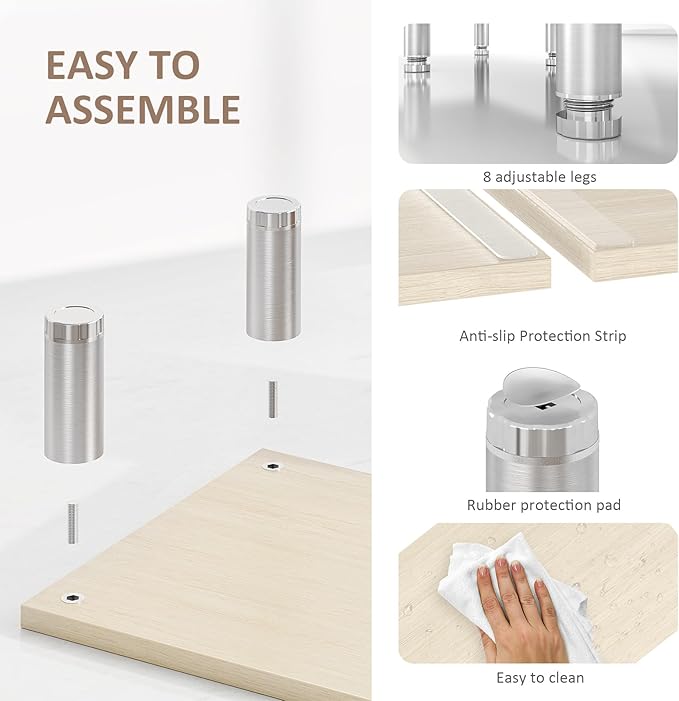 AX Waber Dual Monitor Riser - Adjustable Length & Angle, Wooden Stand for 2 Monitors with Storage - Image 6