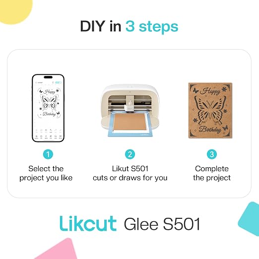 Likcut Vinyl Cutter Machine Cardstock Creator Bundle, Smart Compact Sticker Maker with Carrying Case & Accessories, Beige - Image 3
