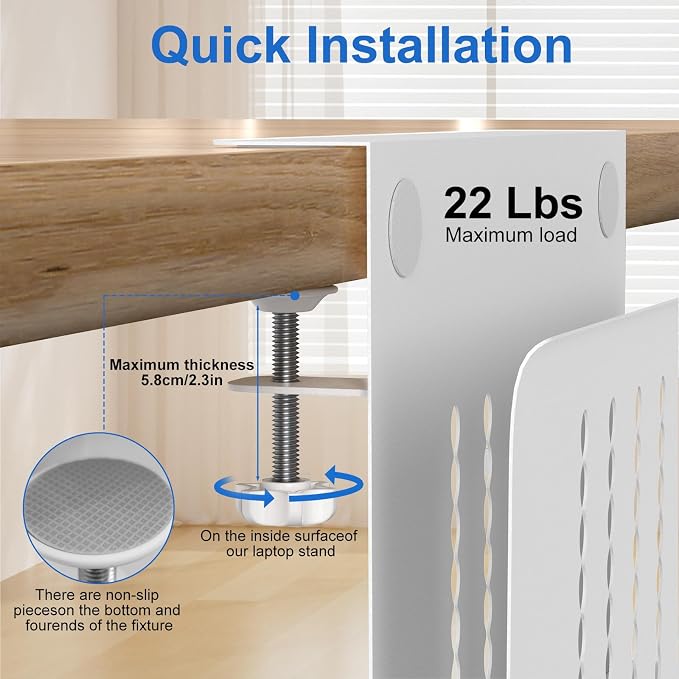 HAMOPY Desk Side Storage, Single-Layer Steel Hanging Desk Organizer with Magnetic Pen Holder, No Drilling Desk Drawer Cable Management Tray, Under Desk Laptop Holder for Office, School&Home(White) - Image 6