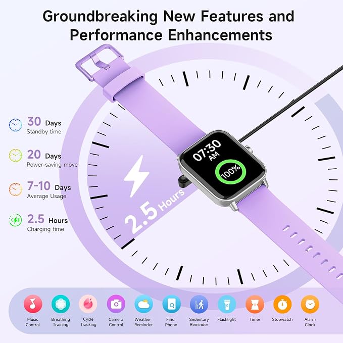 Gydom Smart Watches for Women for Android & iPhone, Alexa Built-in, 1.8" Smartwatch with Heart Rate/SpO2/Sleep/Stress, IP68 Waterproof Fitness Tracker, 101+ Sports Modes, Purple - Image 6