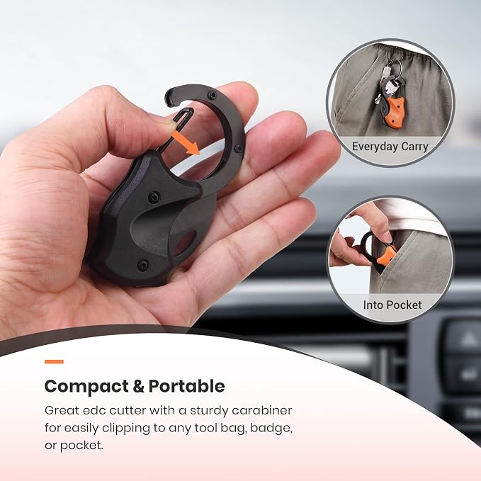 FUNBRO 2 Pack Small Pocket Knife Gifts for Men & Women | Folding Box Cutter, Birthday & Stocking Stuffers Gifts for Wife Husband Dad Mom (Black & Orange) - Image 5