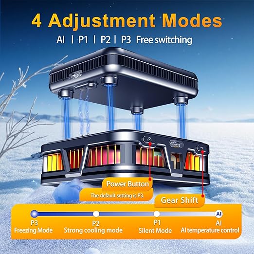 Magnetic Phone Cooler with Battery,Rechargeable Wireless Cooling Fan for iPhone/iPad,Phone Cooling Case Radiator Heatsink with RGB LED for iPhone MagSafe Series/Samsung/Android - Image 5