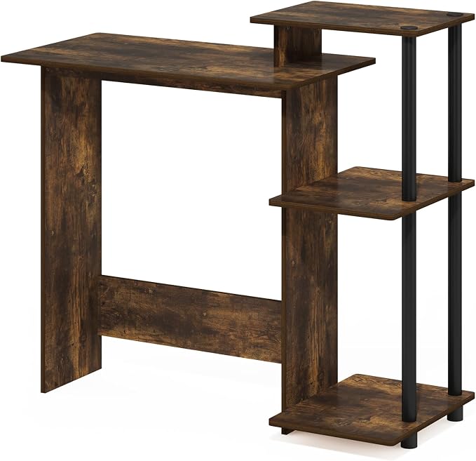 Furinno EFFICIENT Desk, 28.6" Wide Gaming Desk with 3 Open Side Shelves, Laptop Notebook Computer Desk, Office Desk for Home Office, Study Room, Dorm, Bedroom, Amber Pine - Image 5