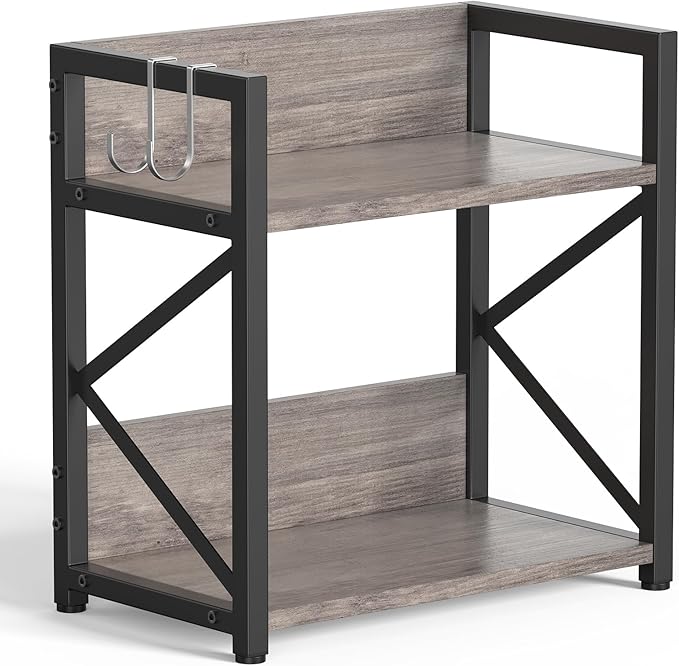 RUILALIFE Spice-Rack-Organizer-Shelf for Kitchen Counter, 2 Tiers Coffee Bar Station Organizer for Countertop，Space Saving Desk Shelving Riser Unit (Grey, Medium) by RUILALIFE