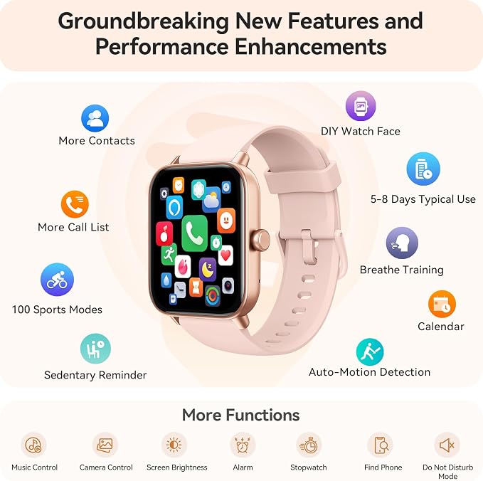Smart Watch for Women Android & iPhone, Alexa Built-in, IP68 Waterproof Activity Fitness Tracker with Bluetooth Call (Answer/Make), 1.8" Smartwatch with Heart Rate/SpO2/Sleep Monitor, 100+ Sports Mode | Pink - Image 6