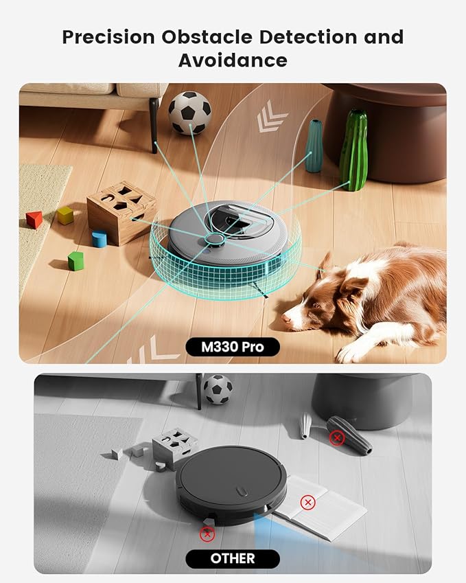 Lefant Robot Vacuum and Mop, Upgraded LiDAR Navigation, 450ml Visible Dustbin, Strong Suction, Multi-Floor Mapping, Self-Charge, WiFi/Alexa/APP, Multi-Surface Cleaning, M330 Pro Grey - Image 3