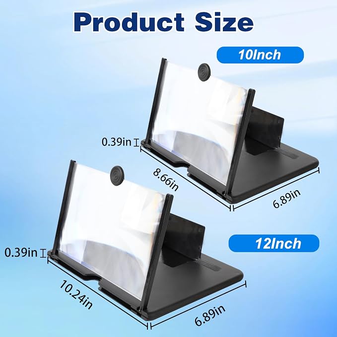 Screen Magnifier Version, Mobile Phone 3D HD Magnifying Projector Screen Enlarger for Movies, Videos and Gaming, Foldable Holder Stand Compatible with All Phones (Black, 10inch) - Image 7