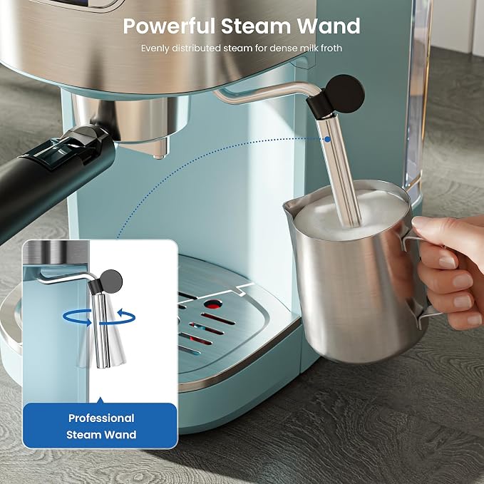 COWSAR Espresso Machine,Expresso Coffee Machines,Espresso Maker with Milk Frother Steam Wand & 40oz Removable Water Tank，Stainless Steel Compact Cappuccino & Latte Machine - Image 6