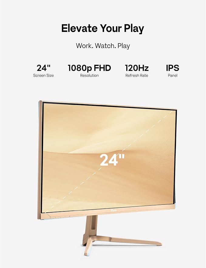 Pixio PX246 Wave Beige 24 inch 120Hz Refresh Rate FHD 1080p Resolution IPS Panel 4ms GTG Response Time Gaming Monitor with Adaptive Sync - Image 3