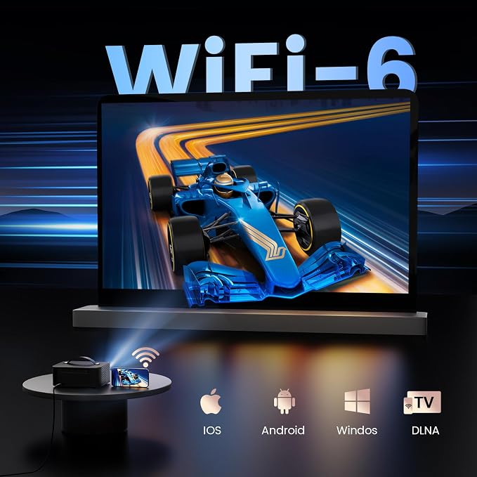 [Official Licensed APPs] Outdoor-Projector-4K with Wifi6 and Bluetooth, Smart TV OS & DoIby Audio, Portable Projector with YouTube/PrimeVideo, ONOAYO 1080P Proyector with 300'' Display - Image 8