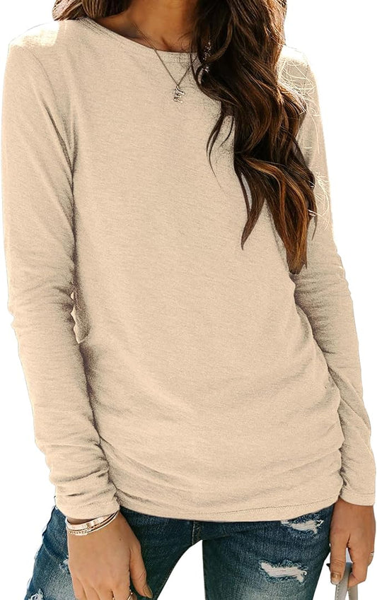 Sherosa Womens T Shirts Long Sleeve Crew Neck Shirts Basic Tee Tops Blouse by Sherosa