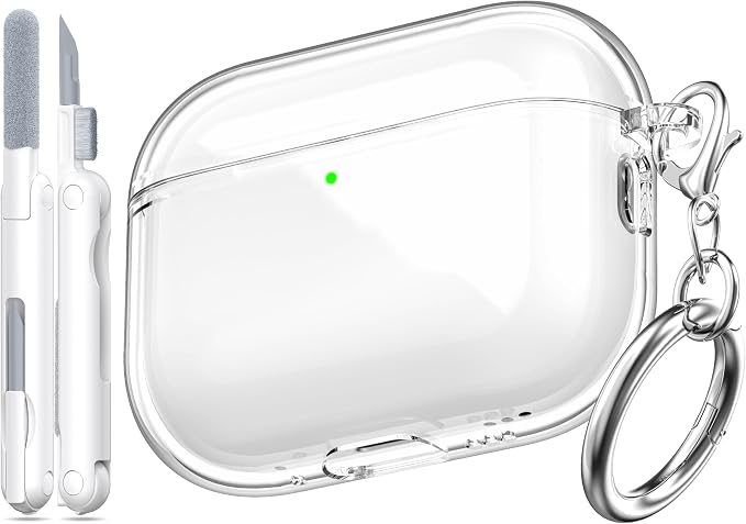 for AirPods Pro 3 Clear Case 2025, Military-Grade Shockproof, Soft TPU Highly Transparent Anti-Yellowing for AirPods Pro 3 Case with Cleaning Kit & Cute Round Buckle, Clear White by MHYALUDO