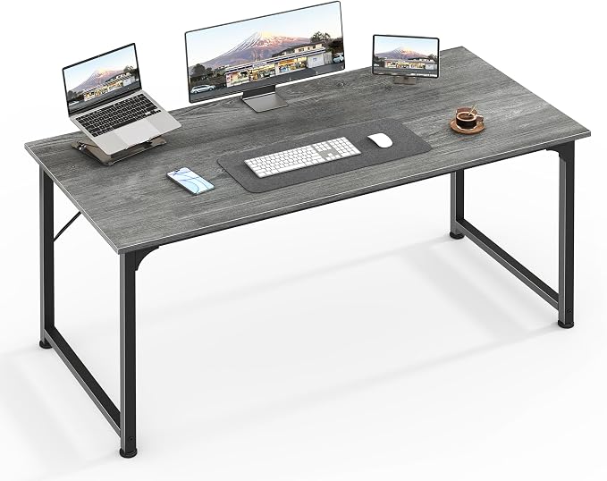 Huuger Computer Desk, 48 Inch Office Desk, Gaming Desk with Storage, Writing Desk Work Desk for Home Office, Study, Modern Simple Desk, Large Legroom, Metal Frame, Grey by Huuger